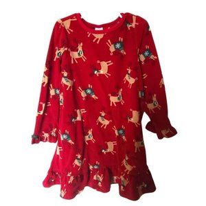 Gymboree Reindeer Pajama Gown Size S Small 5 6 Years Red Girls Fleece
